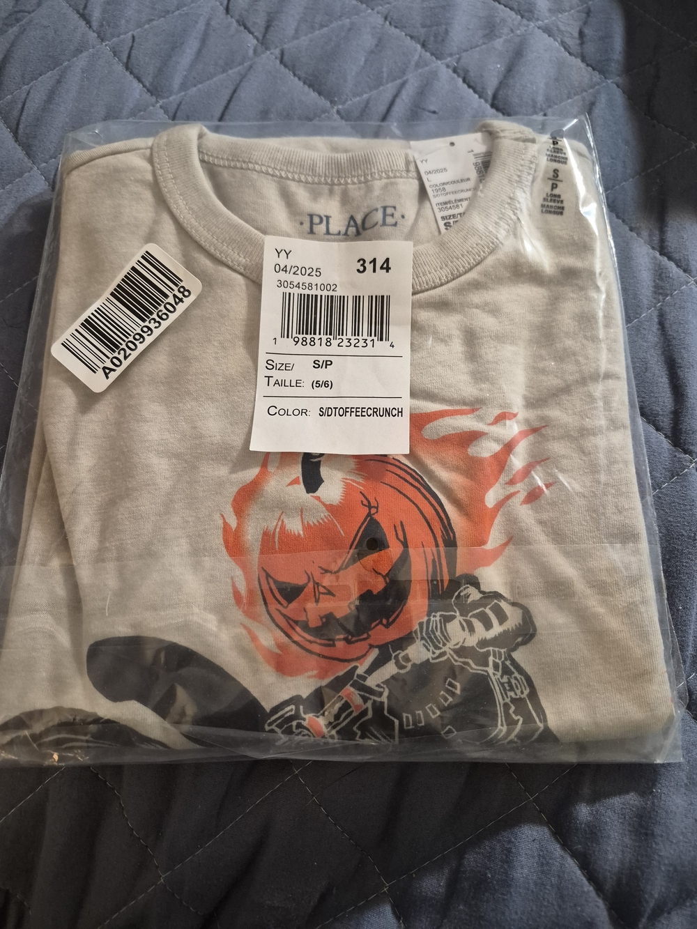 Place Cream Tee with Orange Flame Pumpkin Graphic